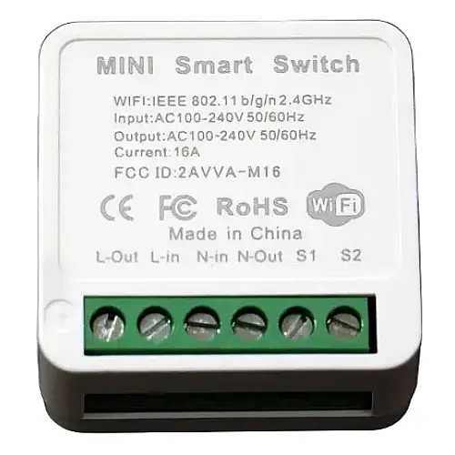 Розумний бездротовий вмикач RIAS M-16 Wi-Fi 220V 16A/3520W White (3_01781)