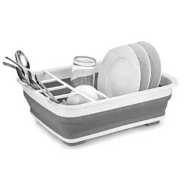 Сушилка для посуды RIAS складная силиконовая White-Gray (3_01659)