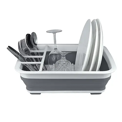 Сушилка для посуды RIAS складная силиконовая White-Gray (3_01659)