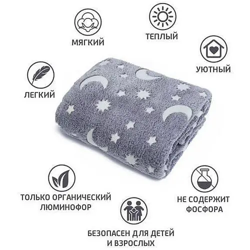 Плед зірки, що світиться OPT-TOP Blanket день/ніч 120х150 см Grey (1756375703)