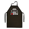 Фартук чорний кухонний з принтом автомобілісту "I love BMW. Я люблю БМВ" ФА000762 Кавун 68 см