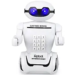 Копилка робот електронна OPT-TOP Robot Piggy Bank Universal з світильником і кодовим замком біла (2083723498)