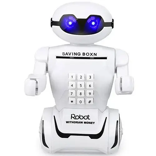 Копилка робот електронна OPT-TOP Robot Piggy Bank Universal з світильником і кодовим замком біла (2083723498)