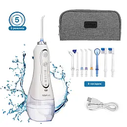 Ірригатор для порожнини рота H2ofloss Travel Kit HF-6 з насадками White