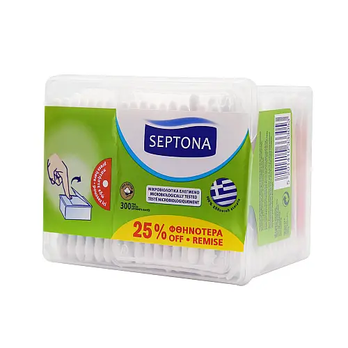 Ватные палочки с диспенсером Septona 300 шт Белый