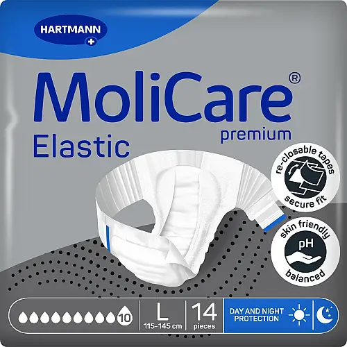 Подгузники нічні для дорослих Paul Hartmann MoliCare Premium Elastic 10 крапель L 14 шт