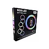 Кольцевая светодиодная LED лампа RIAS MJ38 RGB 38см Разноцветная с держателем USB управление на проводе