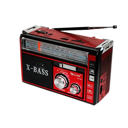 Радіоприймач акумулятор/220/батарейки Golon RX-381/2 USB+SD з ліхтариком LED Червоний (1756375736)