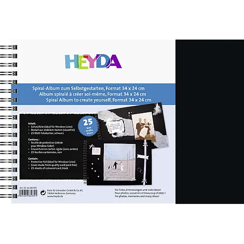 Альбом для скрапбукинга 24 x 34 см чорний з чорними аркушами Heyda 206186989