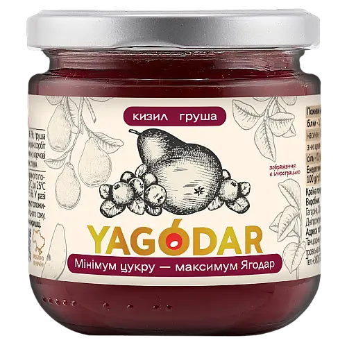 Джем з низьким вмістом цукру YAGODAR Кизил і груша 210 г (2206916563)