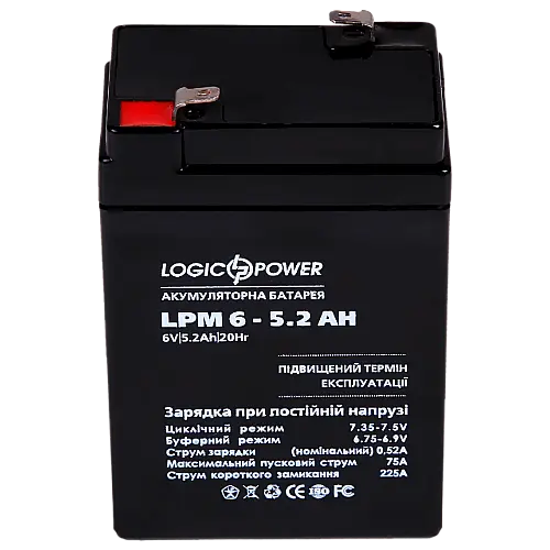 Акумулятор AGM LogicPower LPM 6-5.2 AH