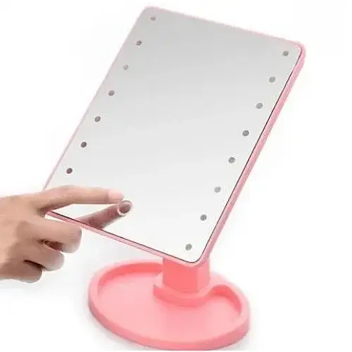 Настільне дзеркало з підсвічуванням HLV Large 16 LED Mirror 5308 Pink