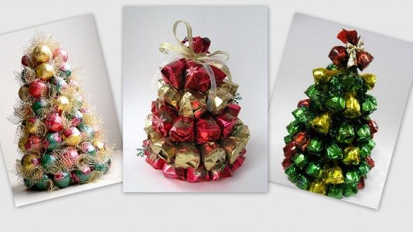 Сладкие елочки из конфет на Новый год — шикарное украшение праздничного стола