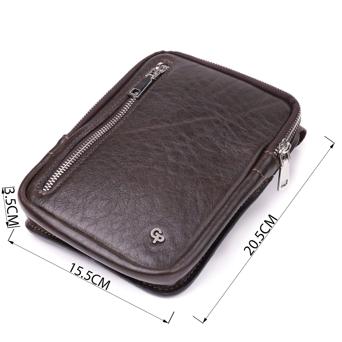 Сумка бананка Grande Pelle 22880 15,5х20,5х3,5 см Коричневий