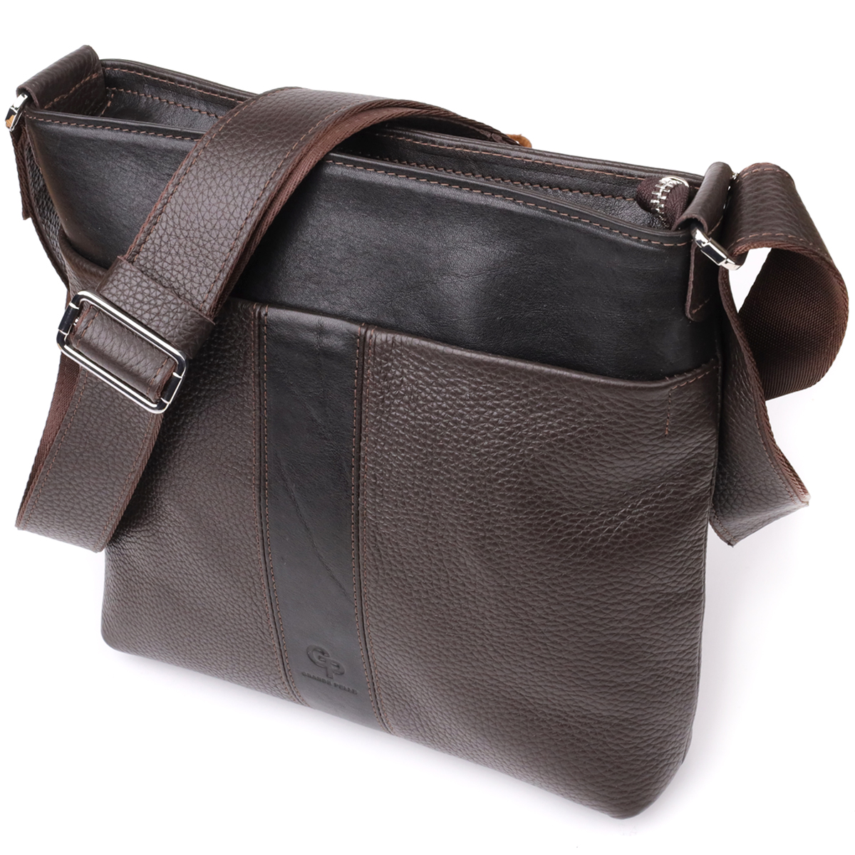 Сумка через плече для чоловіків Grande Pelle 22884 26х27х6 см Коричневий