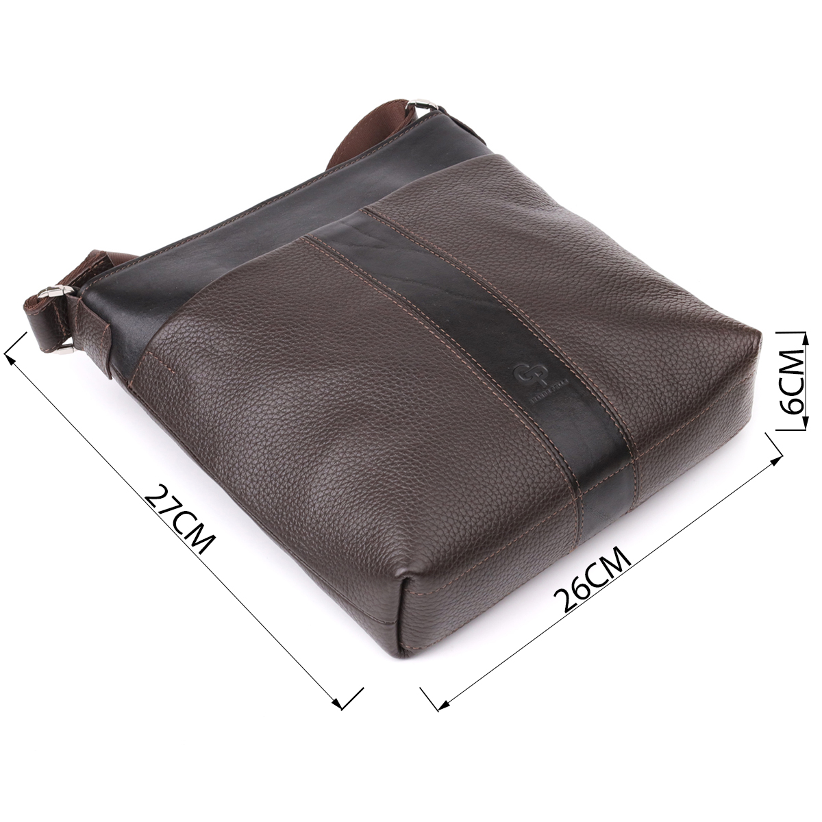Сумка через плече для чоловіків Grande Pelle 22884 26х27х6 см Коричневий