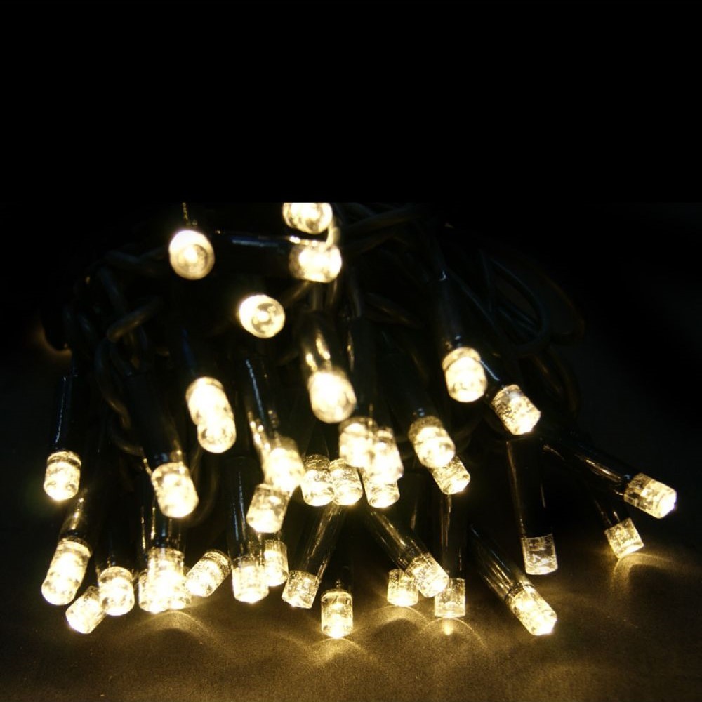 Светодиодная гирлянда Led на 100 светодиодов 8 м зеленый провод Теплая белая